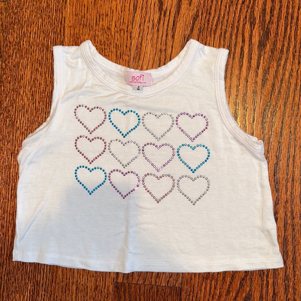 Sofi kids tank top crop top with heart design - size 4